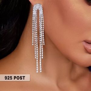 ⚜️𝟯𝟬%𝗢𝗙𝗙 𝗯𝘂𝗻𝗱𝗹𝗲𝘀 𝟯+⚜️ NEW 925 Long Rhinestone Tassel Earrings